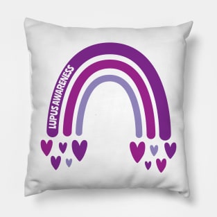 Lupus Awareness Rainbow with hearts Pillow