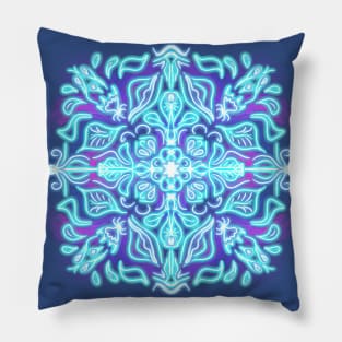 Blue ornament mandala Pillow