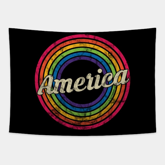 America - Retro Rainbow Faded-Style Tapestry by MaydenArt