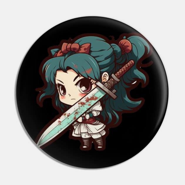 Anime Girl with Katana Pin by Evergreen Market