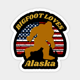 Bigfoot Loves America and Alaska Too Magnet