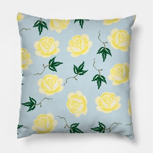 Yellow & Blue Floral Pattern Pillow