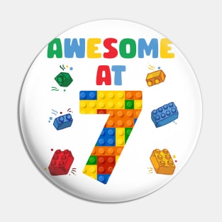 7 Year Old Building Blocks B-day Gift For Boys Kids Pin