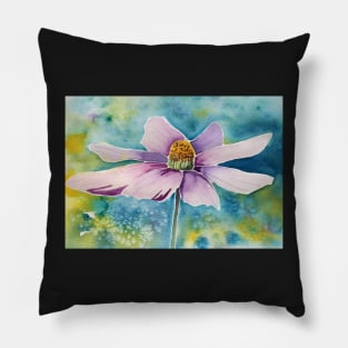 Pink Flower Watercolor Art Pillow