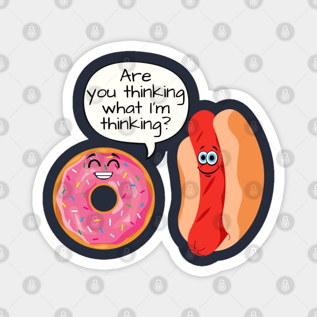 Hot Dog and Donut Sex Joke Magnet by SloppyOctopus.com