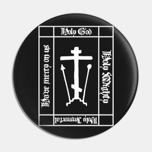 Trisagion Prayer Eastern Orthodox Cross Gothic Pin