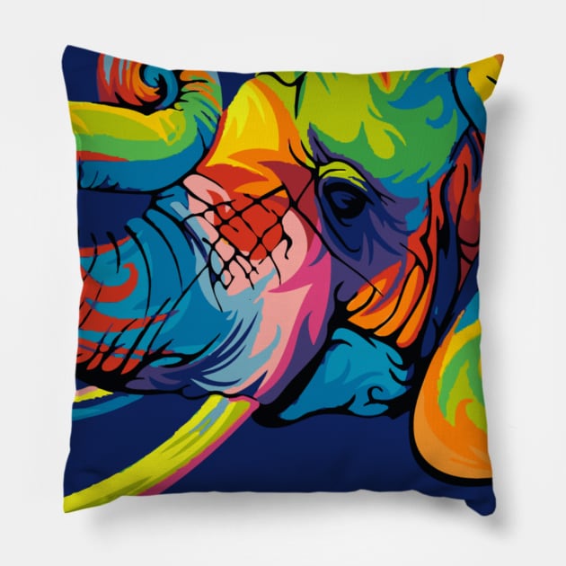 colorful elephant Pillow by cubeartalex