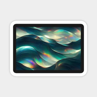 Iridescent Painted Glass Waves Magnet