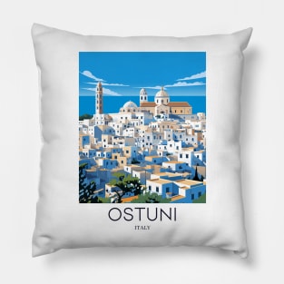 A Pop Art Travel Print of Ostuni - Italy Pillow