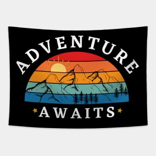 Adventure Awaits Camping Tapestry