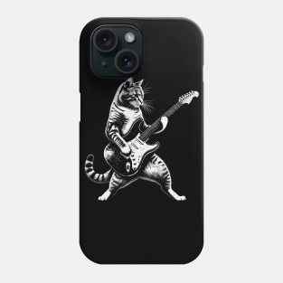 Rockstar Cat Guitarist T-Shirt – Feline Musician Rock Tee Phone Case