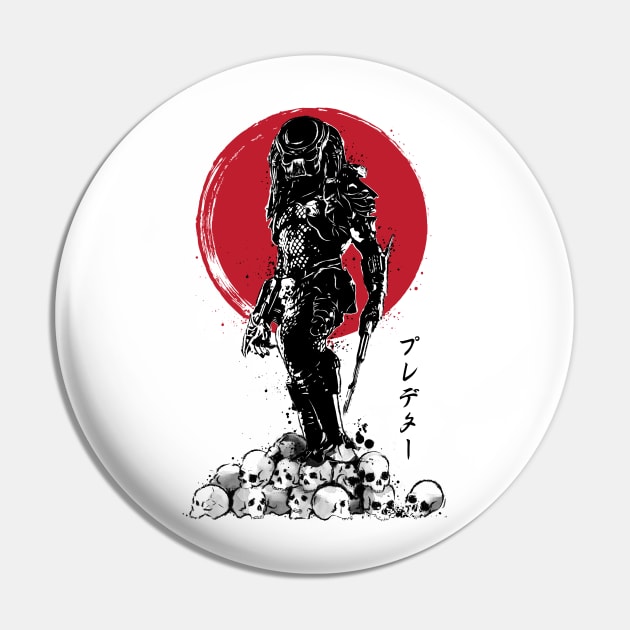 Yautja Hunter sumi-e Pin by DrMonekers