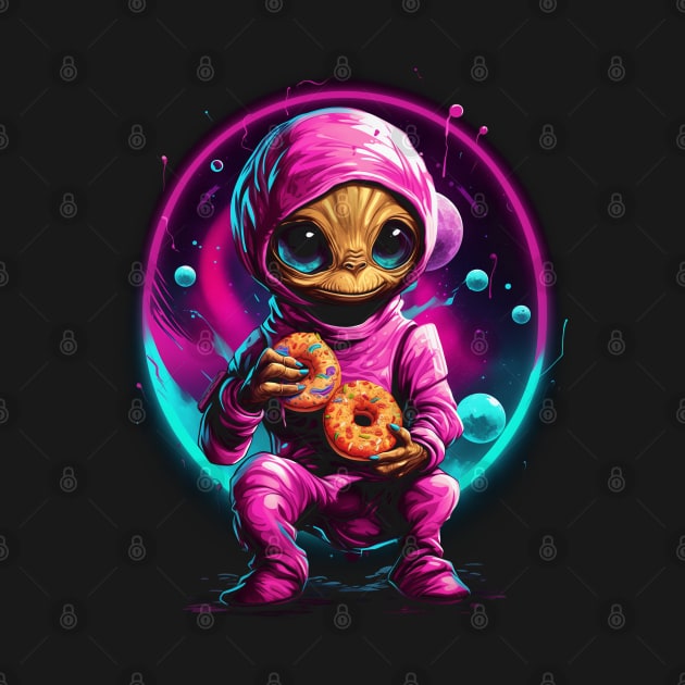 Cute Alien Eating Doughnuts by TNM Design