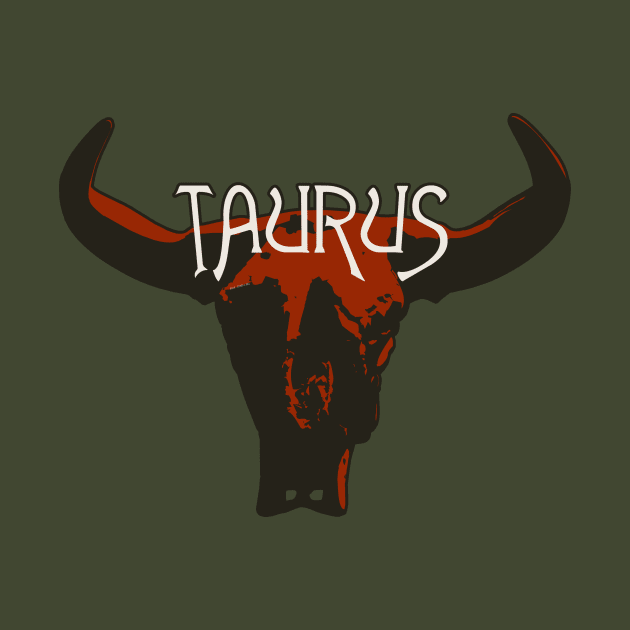 Red Taurus Bull Skull for Astrological Zodiac Sign by RyanJGillDesigns