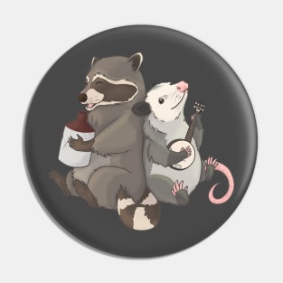 Opossum and a Racoon playing instruments Pin