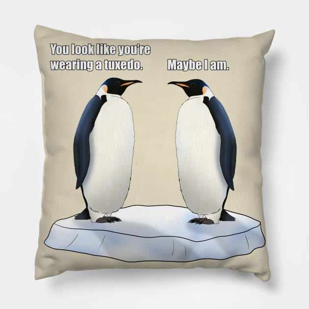 Penguin Tuxedo Joke Pillow by Trystonoga