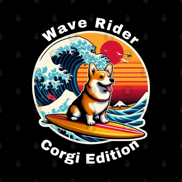 Wave Rider Corgi Edition- Corgi Surfing on the Great Waves off Kanagawa by Trendz by Ami