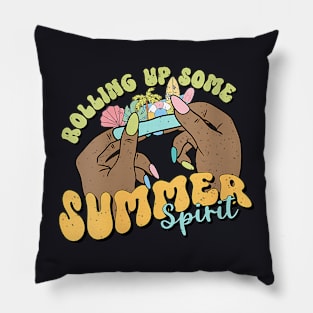 Womens Rolling Up Some Summer Spirit Summer Vacation Beach Family Pillow
