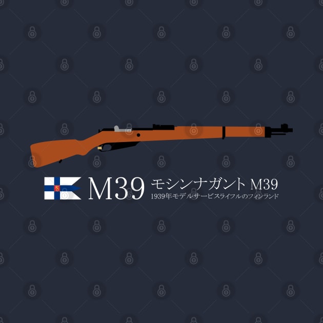 Finnish M39 Mosin Nagant M39 Historical Finnish model 1939 service rifle white in Japanese モシンナガント M39 1939年モデルサービスライフルのフィンランド by FOGSJ