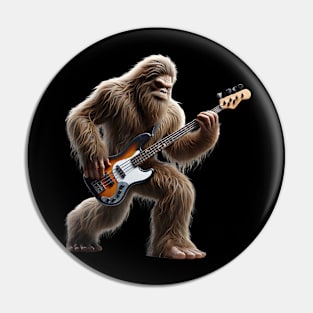 Bigfoot Playing A Electric Guitar Rock On Sasquatch Big Foot Pin