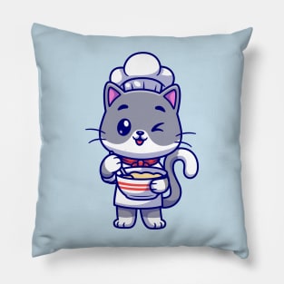 Cute Cat Chef Cooking Cartoon Pillow