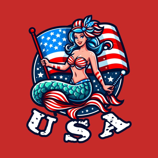 USA Mermaid by WolfeTEES