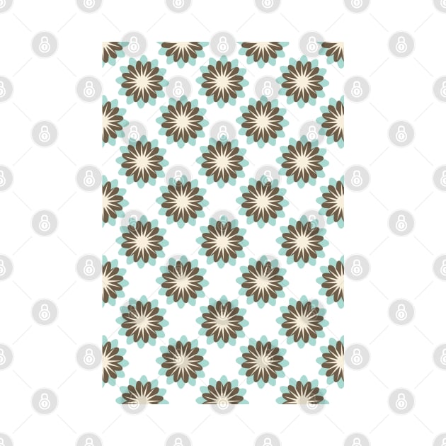 Retro Flower Pattern in light blue, brown and cream by tramasdesign