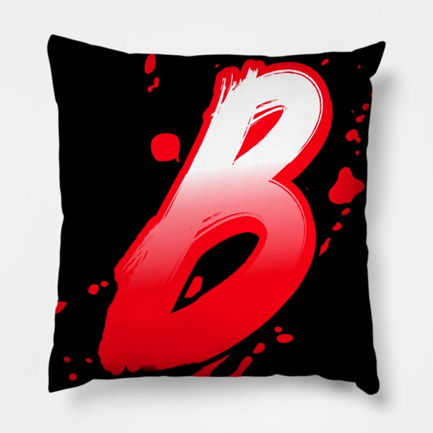 bloody letter b Pillow by Smart Digital Payments 