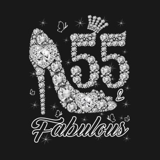 55th Birthday 55 & Fabulous 55 Years Old Diamond Shoes T-Shirt