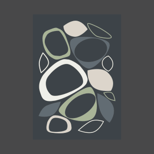 Mid Century Modern Abstract 8 Charcoal, Sage Green, Beige T-Shirt