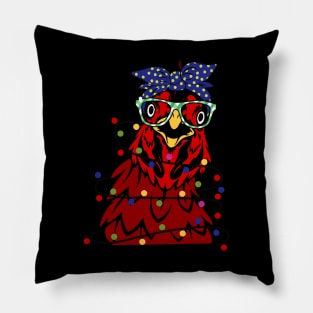 Merry Chickmas Funny Chicken Christmas Light Xmas Gift Pillow