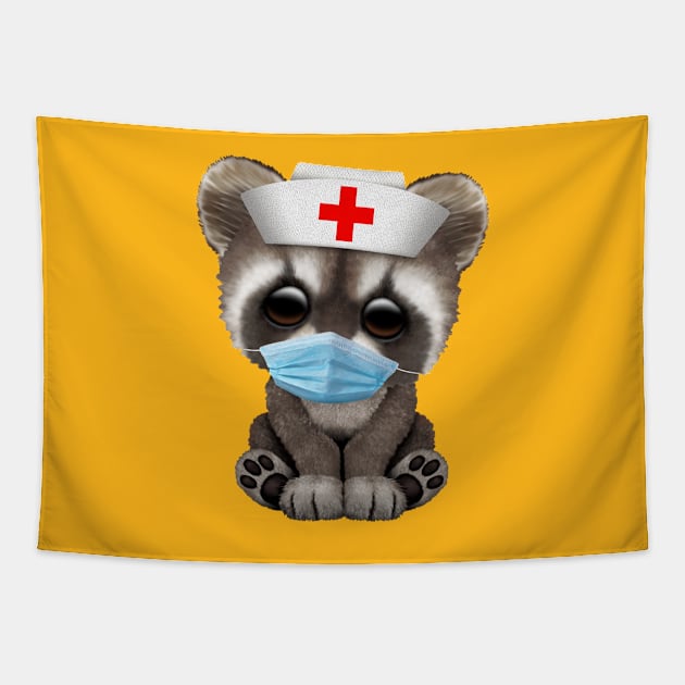 Cute Baby Raccoon Nurse Tapestry by jeffbartels