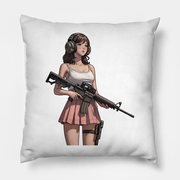 Tactical Girl Pillow by Rawlifegraphic