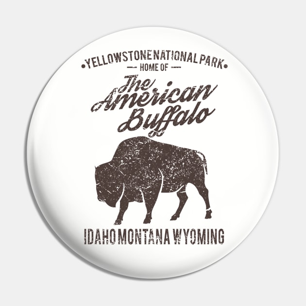 Yellowstone - The American Buffalo, Vintage/Retro Design Pin by VintageArtwork