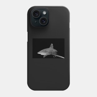 An Oceanic White Tip Shark and Pilot Fish in Black and White Phone Case