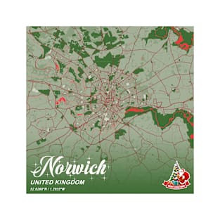 Norwich - United Kingdom Christmas Map T-Shirt