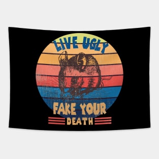 Funny Ugly Cat Vintage Live Ugly Fake Your Death Opossum Tapestry