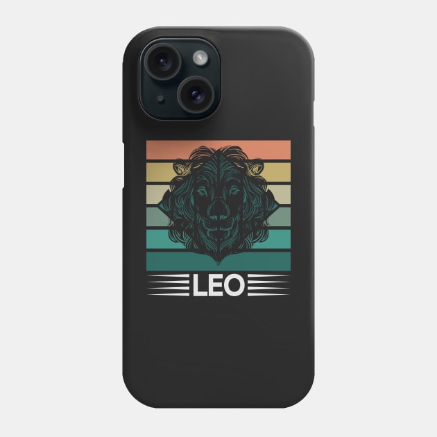 Leo in front of a stylized vintage sun Zodiac Phone Case by GrafDot