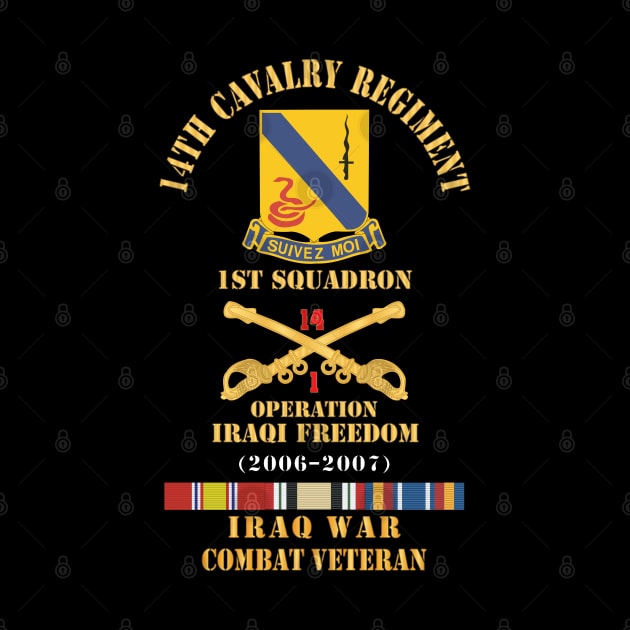 Army - 14th Cavalry Regiment w Cav Br - 1st Squadron - OIF - 2006–2007 - Red Txt Cbt Vet w IRAQ SVC X 300 by twix123844