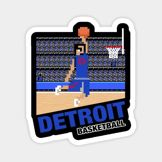 Detroit Basketball 8 bit pixel art cartridge design Magnet by MulletHappens