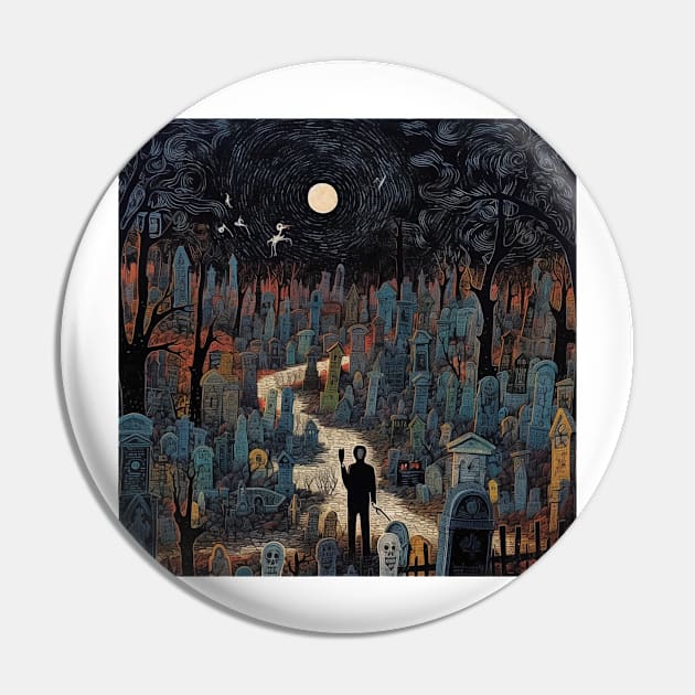 Midnight Walk Through the Cemetary Pin by EpicFoxArt