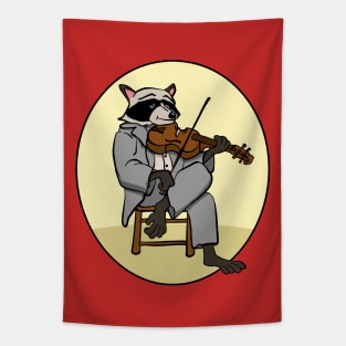 Funny Raccoon Playing Fiddle Violin Tapestry