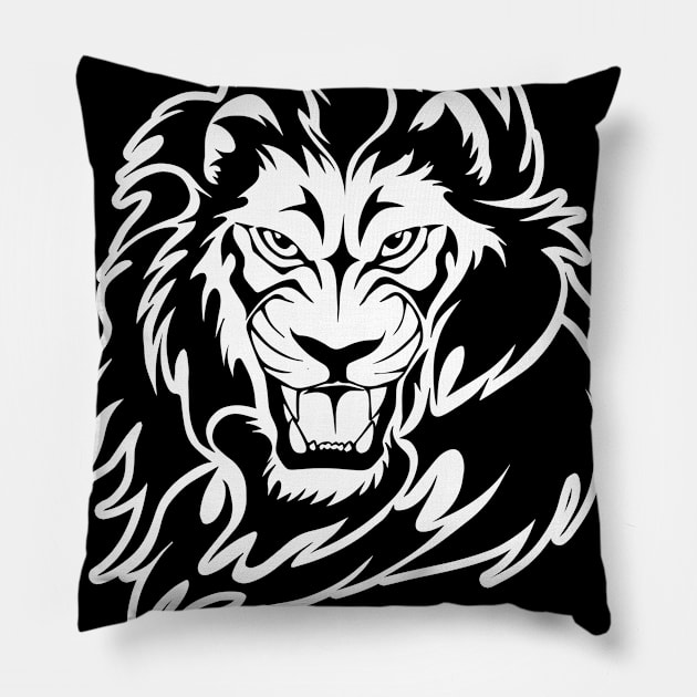 Graphic Lion Face Pillow by adik