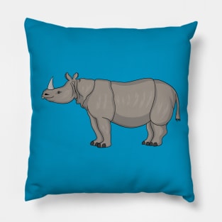 Javan rhinoceros cartoon illustration Pillow