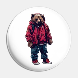 Bear wearing hip hop style Pin