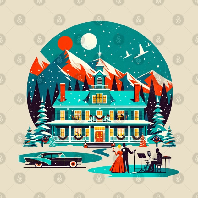 White Christmas: Vintage Musical Christmas Scene by Retro Travel Design