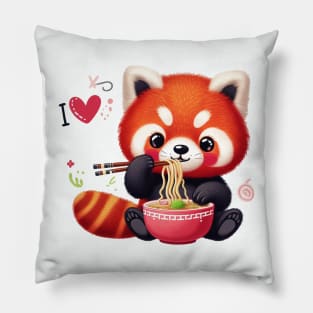I Love Ramen#red panda Pillow