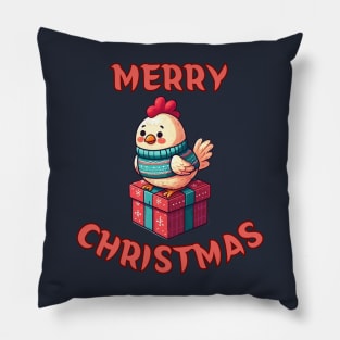 Chicken Merry Christmas Pillow