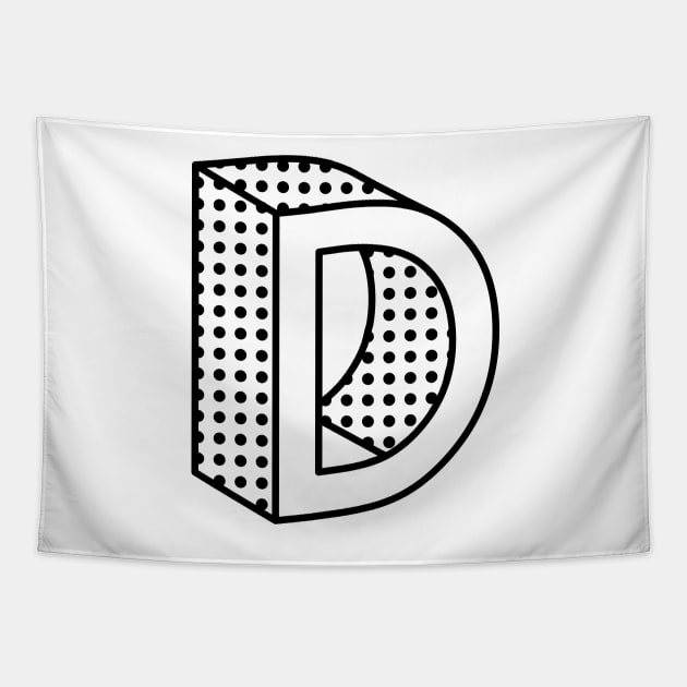 3D Ben Day Dot Isometric Letter D Tapestry by murialbezanson