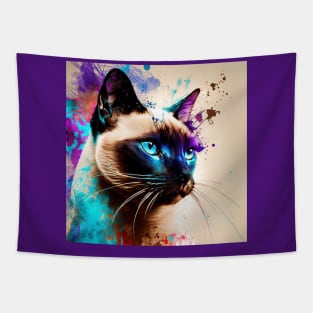 Siamese Cat with Color Splash Tapestry